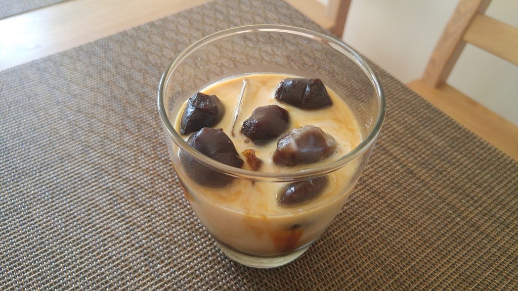 Iced Coffee iced coffee cubes in milk for an iced coffee
